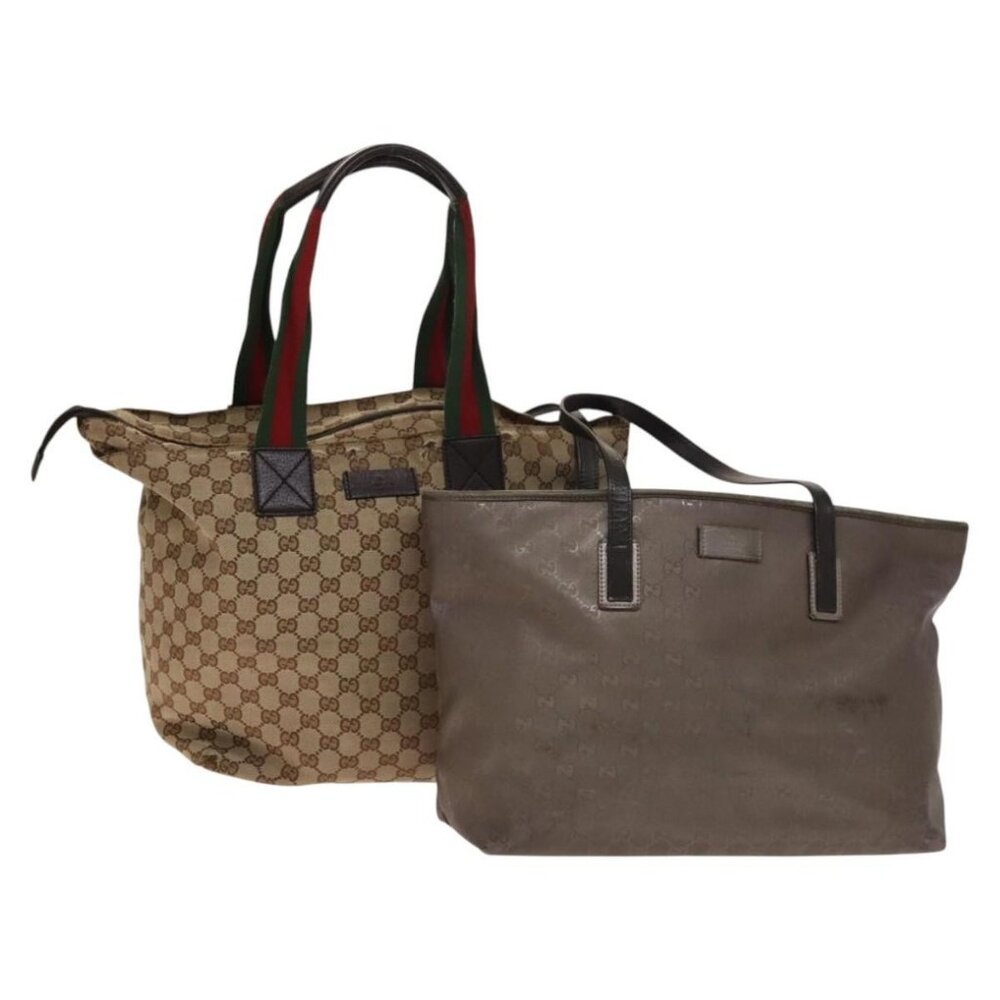 GUCCI GG Canvas Shoulder Bag 2 Set Beige Silver Auth - Picture 1 of 16